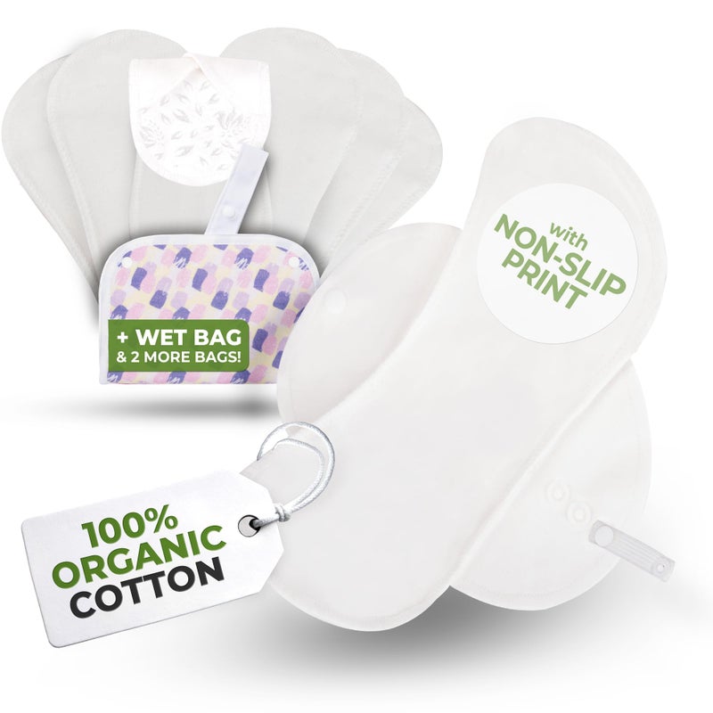 Non-Slip Reusable Organic Panty Liners for Women & Teens (Medium 7-Pack) â€“ Breathable, High-Temp Washable Cloth Panty Liners for Vaginal Discharge â€“ Soft Cotton Keep You Fresh & Dry for Daily Use